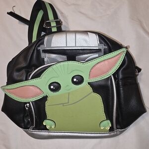 Disney Baby Yoda Grogu The Child Mandalorian Black and Green Mini Backpack